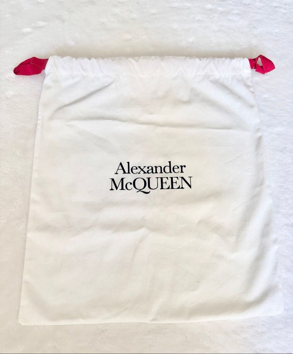 Alexander McQueen Large White Cotton Drawstring Dust Bag Shoe Bag 15” x 16”
